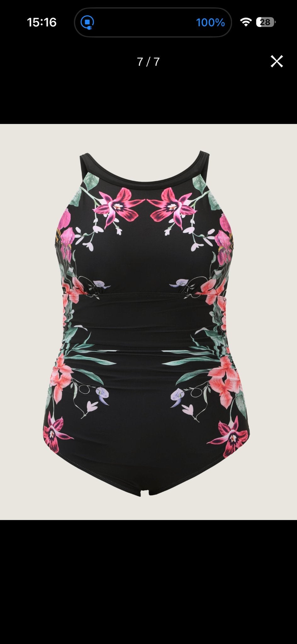 Mooi nieuw badpak met bloemenprint, maat 52-54, Kleding | Dames, Ophalen of Verzenden, Nieuw, Zwart, Badpak
