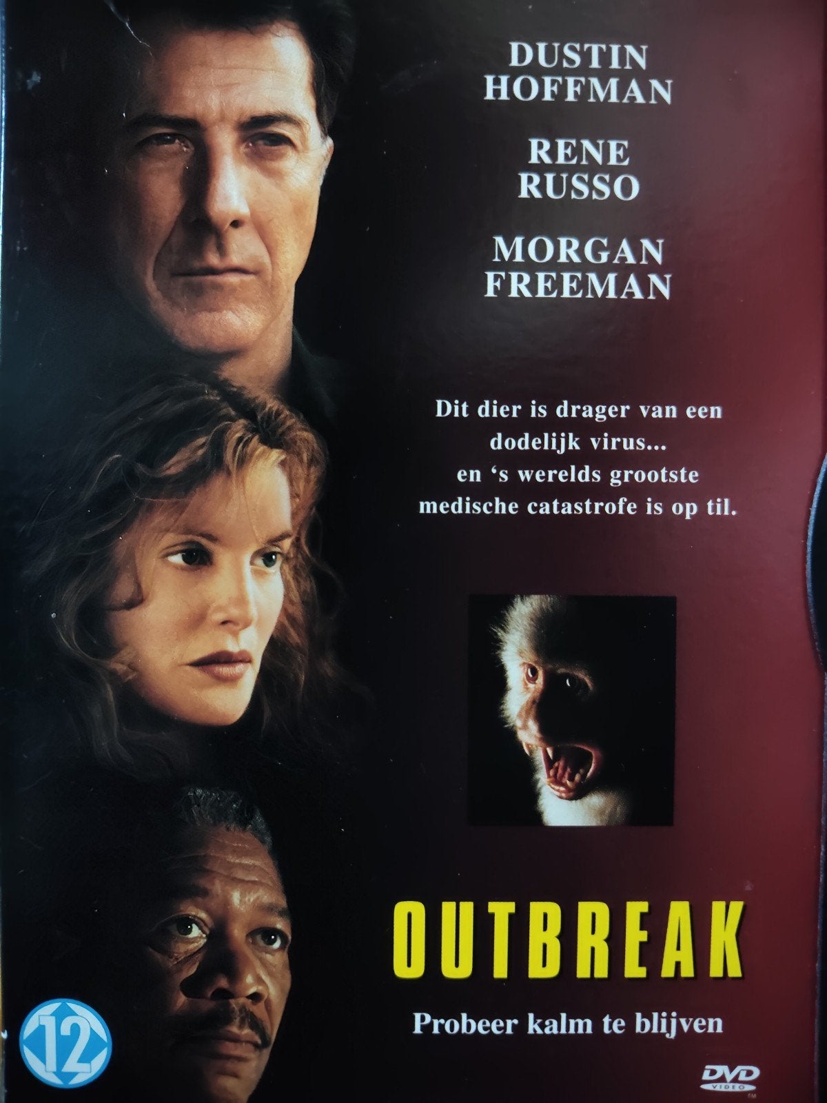 Outbreak Dvd NL ZG Dustin Hoffman, Rene Russo, Morgan Freema, Italiaans, Engels, Bonusmateriaal, Actiethriller