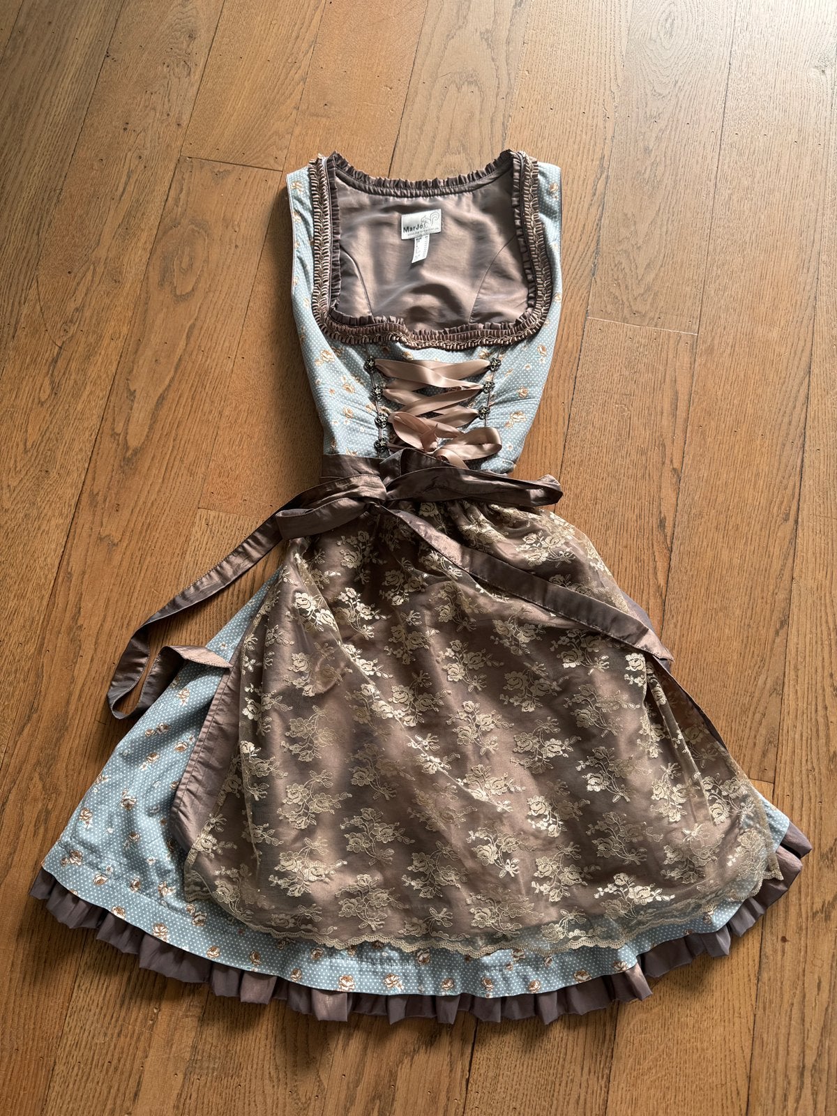 Dirndl blauw/taupe. maat 42. Z.g.a.n, Maat 42/44 (L), Ophalen of Verzenden, Kleding, Overige thema's