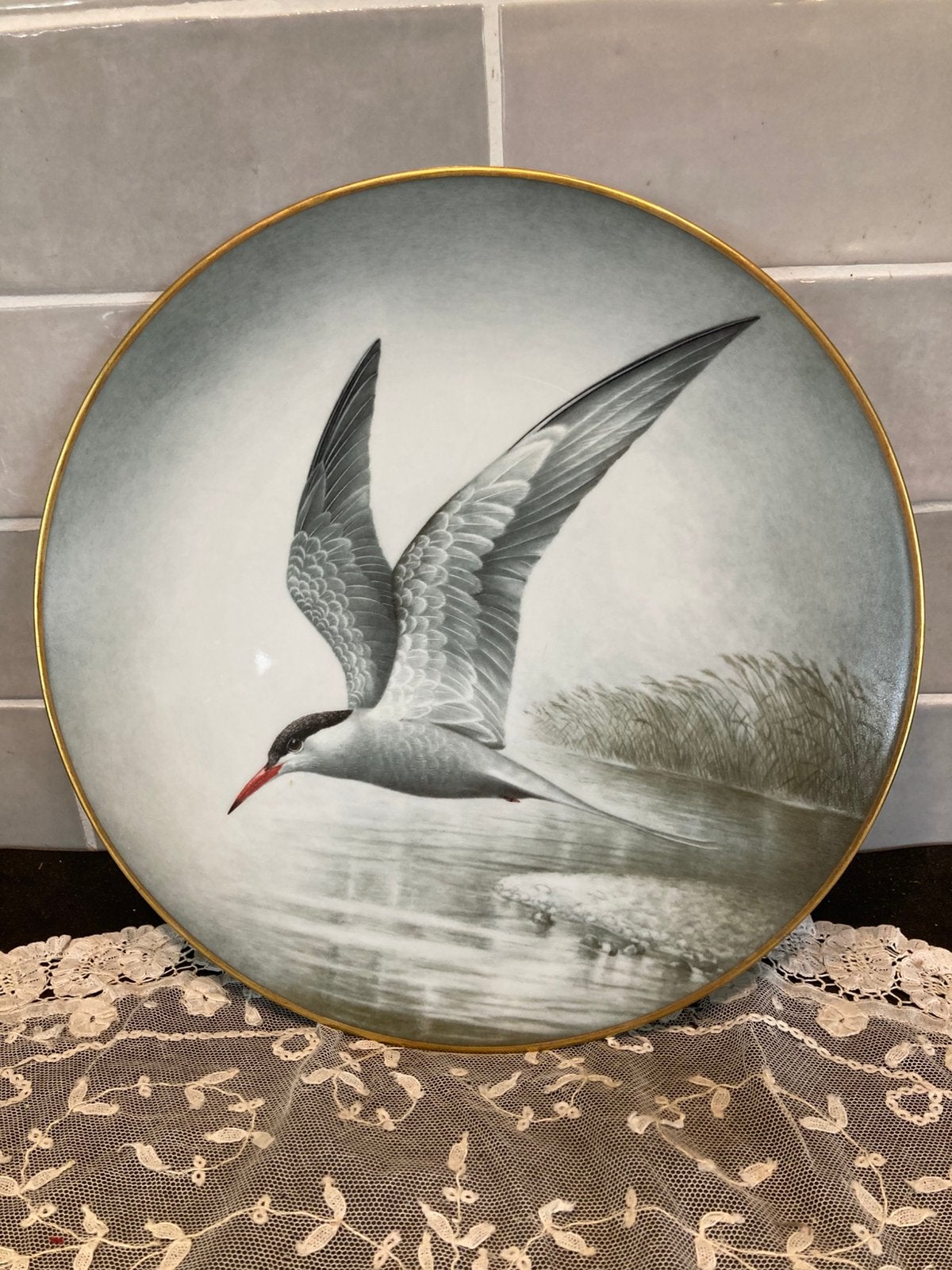 Wandbordje, limoges porselein, vogel (050725s), Ophalen of Verzenden