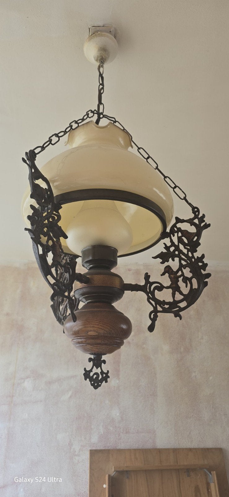 antieke lampen, Ophalen, Antiek, Messing, Glas, E27 (groot)