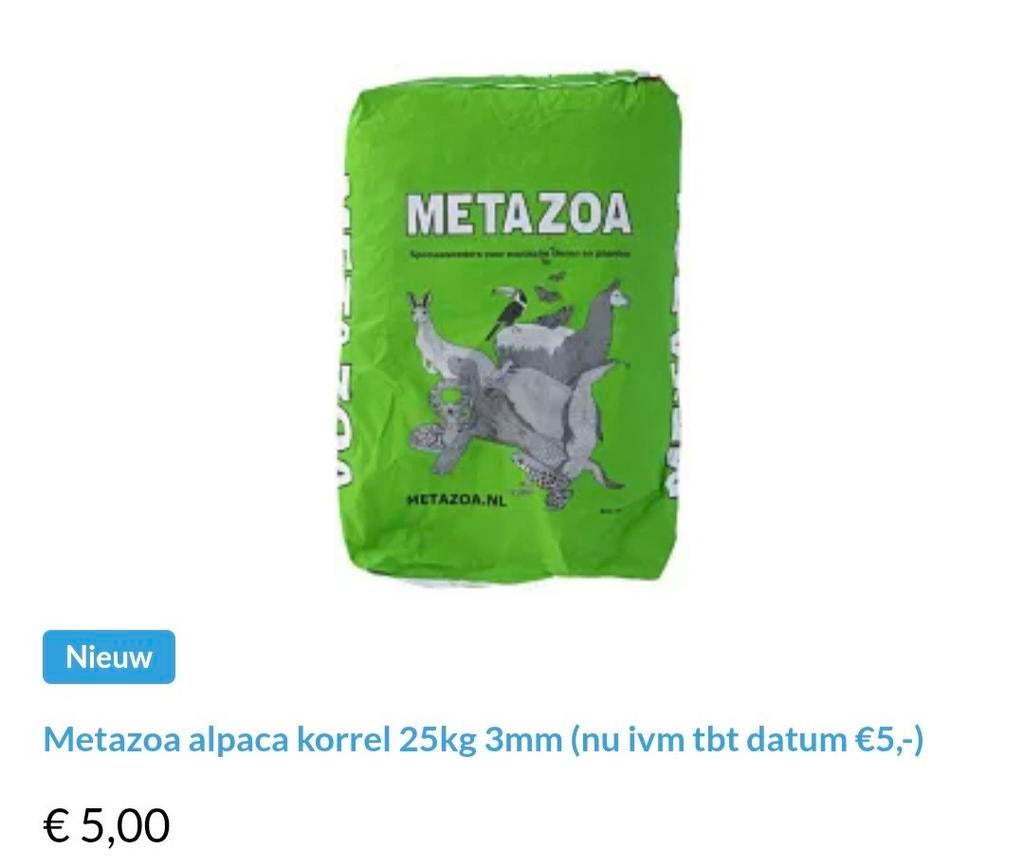 Alpaca korrel, Dieren en Toebehoren, Dierenvoeding, Ophalen of Verzenden, Overige soorten