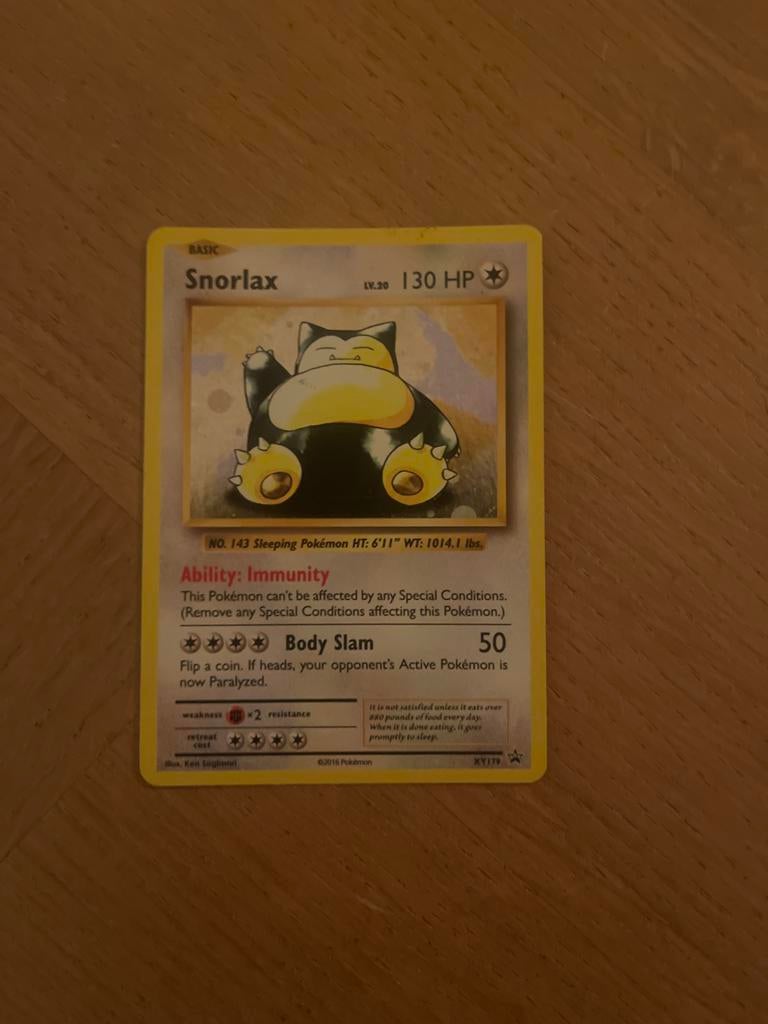 Pokemon Kaart Snorlax XY179 Promo - Zeldzaam!, Ophalen of Verzenden, Zo goed als nieuw, Losse kaart