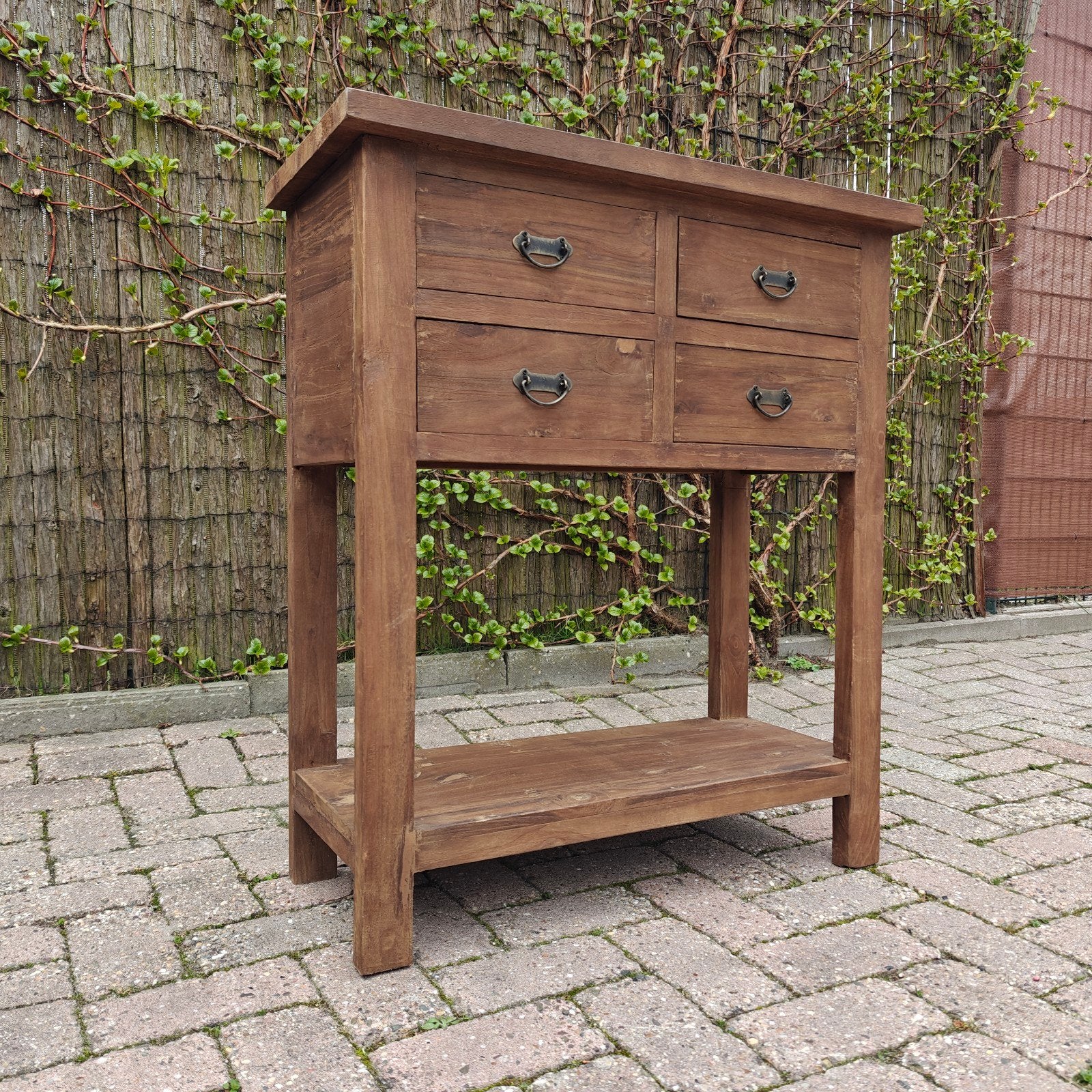 Sidetable van teakhout met 4 laden, NIEUW! Pimpskuorke, Ophalen, Nieuw, 25 tot 50 cm, Teakhout