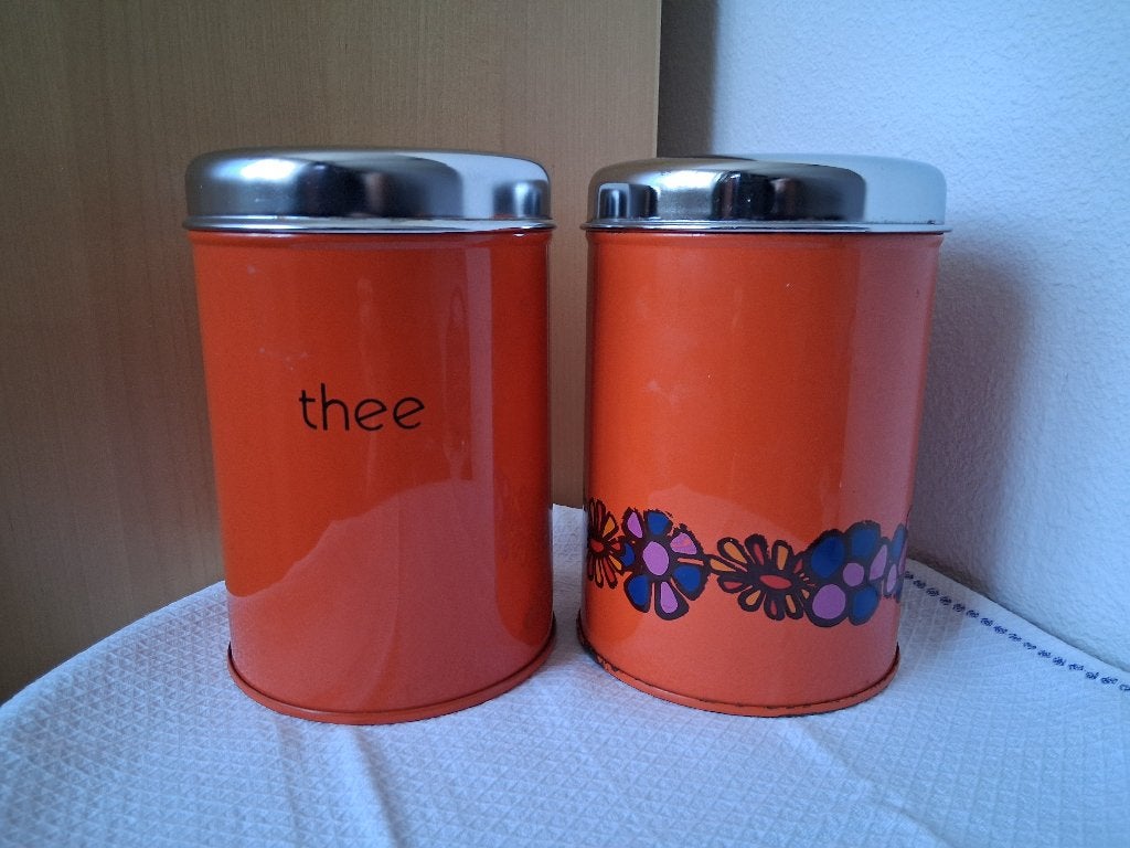 Vintage Brabantia trommels oranje, Ophalen of Verzenden, Huis en Inrichting