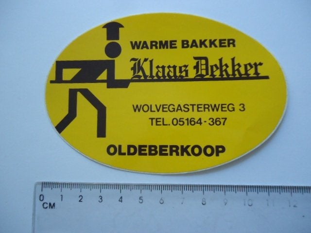 sticker Jaren 70 80 Oldeberkoop KLAAS DEKKER bakker brood, Verzamelen, Verzenden, Zo goed als nieuw, Bedrijf of Vereniging