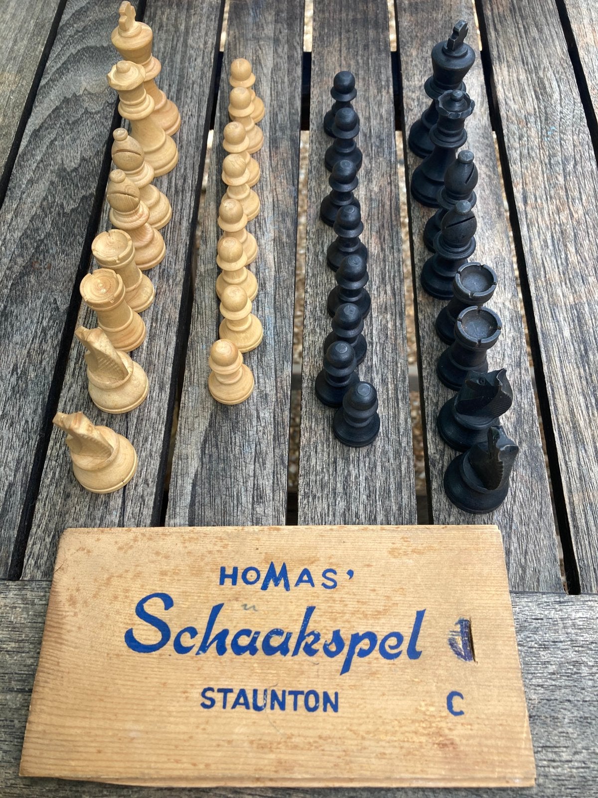 Vintage Homas Staunton C Schaakspel Hout, Ophalen, Gebruikt