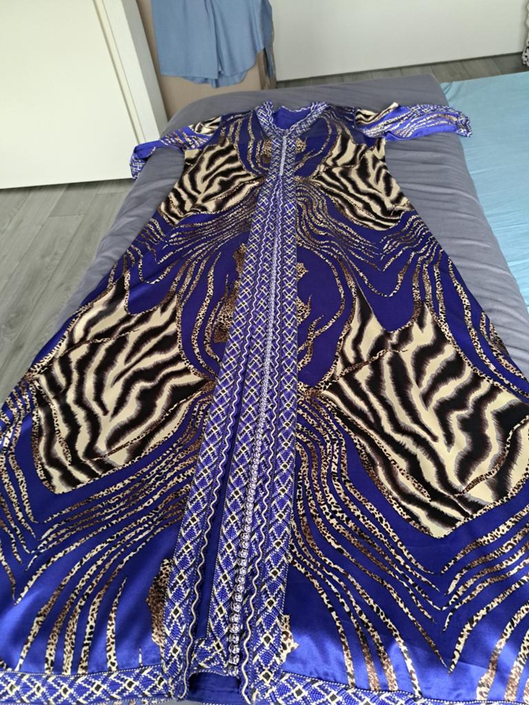 Marokkaanse jurk korte mouwen maat S/M, Maat 38/40 (M), Blauw, Ophalen of Verzenden, Zo goed als nieuw