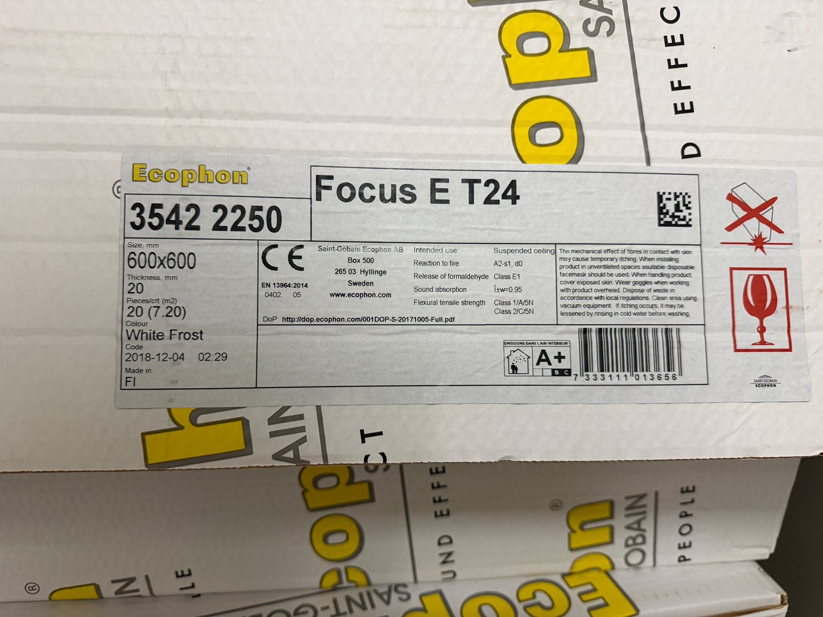 Ecophon Focus E T24 Doorzak Plafondplaten NIEUW, Overige materialen, Nieuw, 15 m² of meer, Ophalen