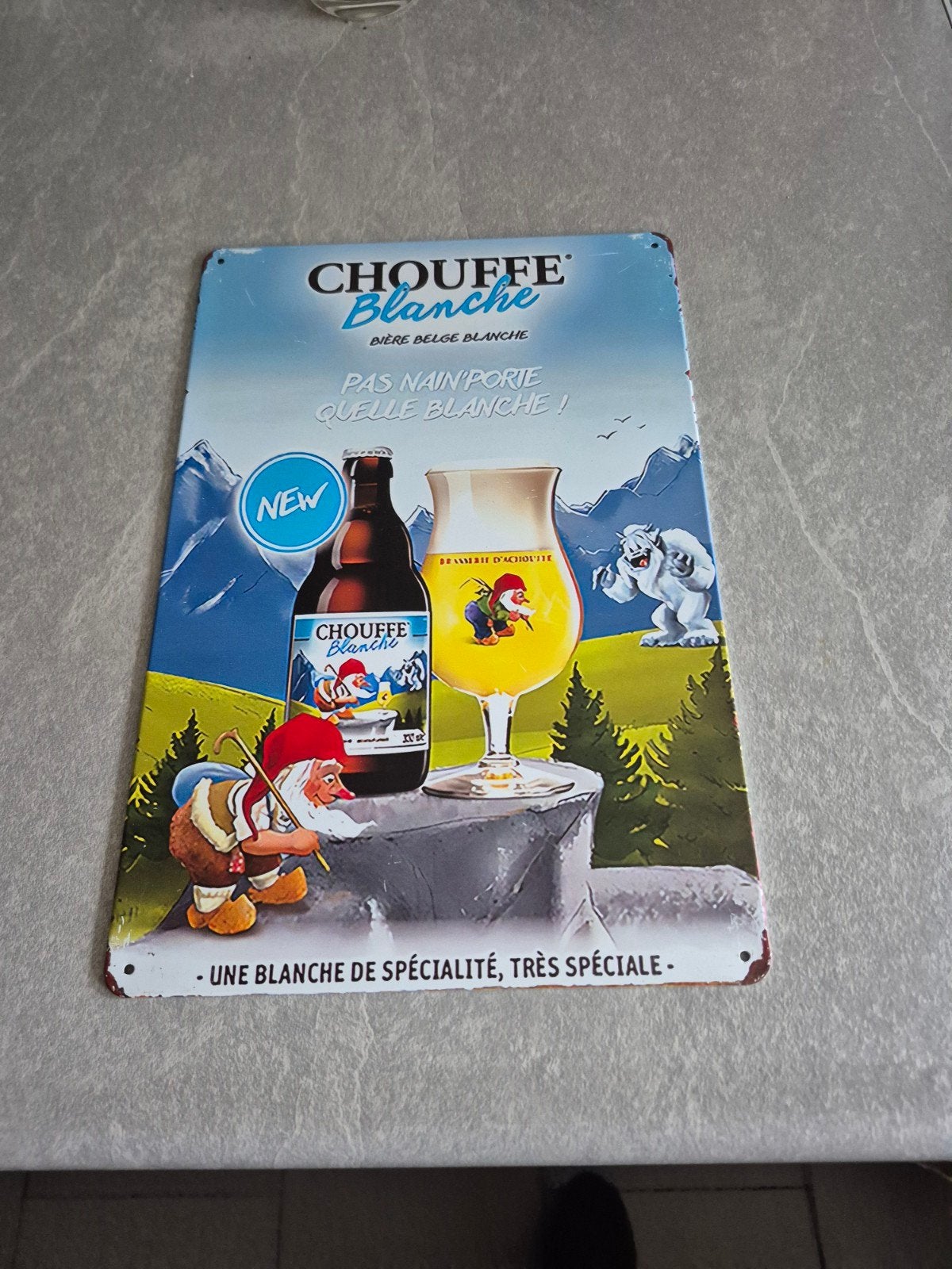 Chouffe Blanche Reclamebord - Nieuwstaat, Ophalen of Verzenden, Zo goed als nieuw, Reclamebord