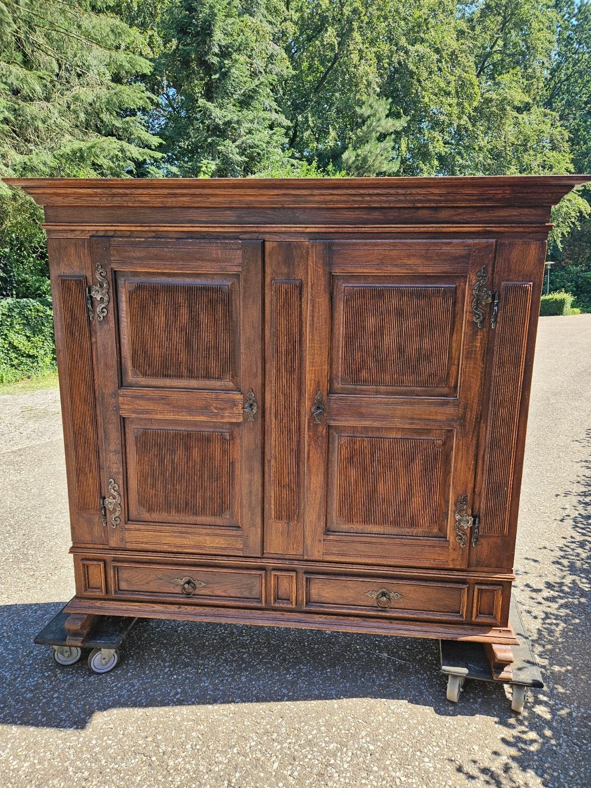 massief eikenhouten kast, Ophalen