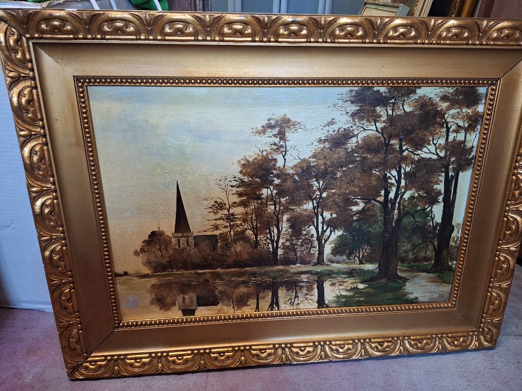 Schilderij, Paneel, Gesigneerd, Ophalen of Verzenden, Landschap