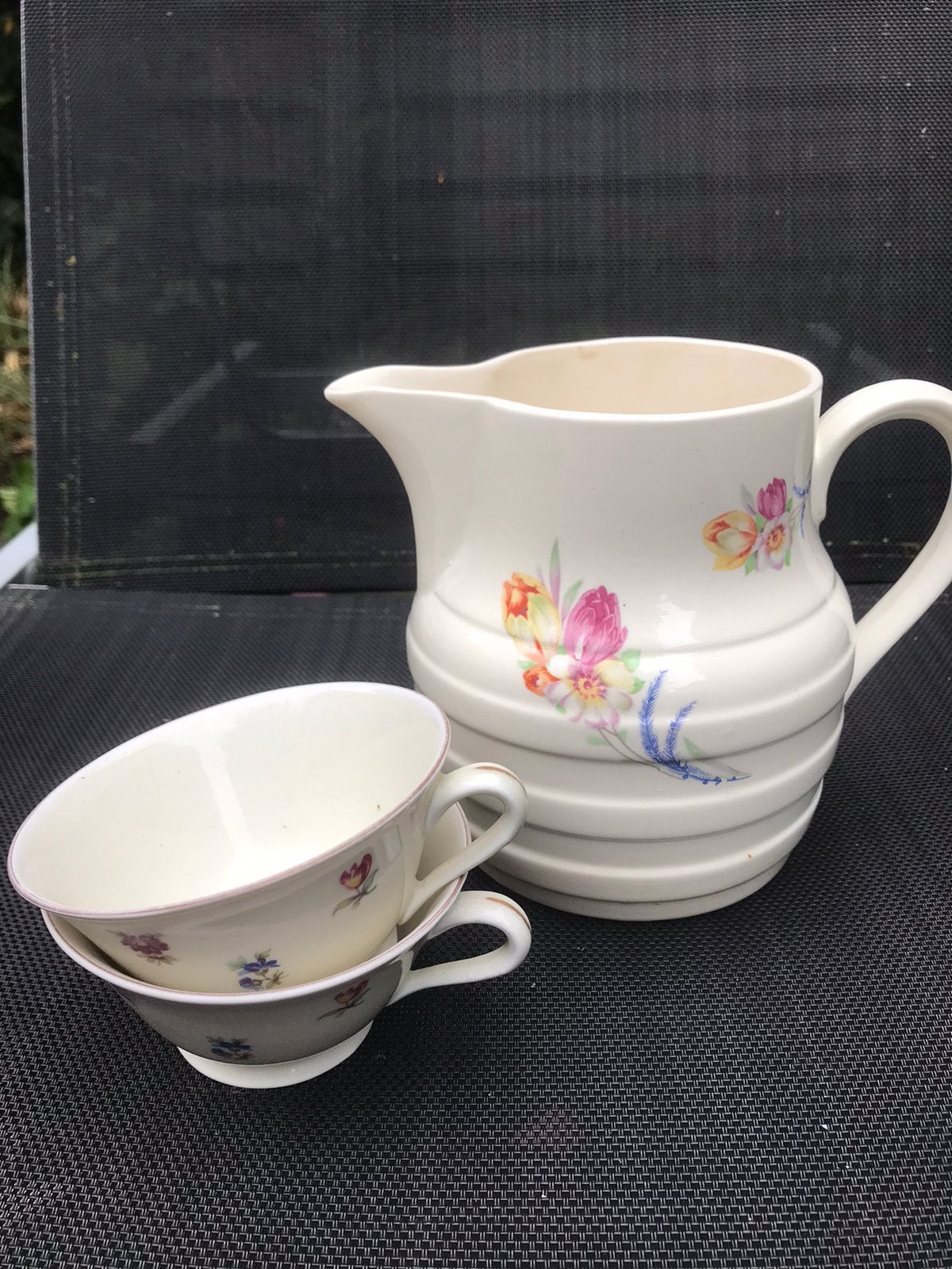 Mosa kan en 2 kopjes met bloemen, Ophalen of Verzenden