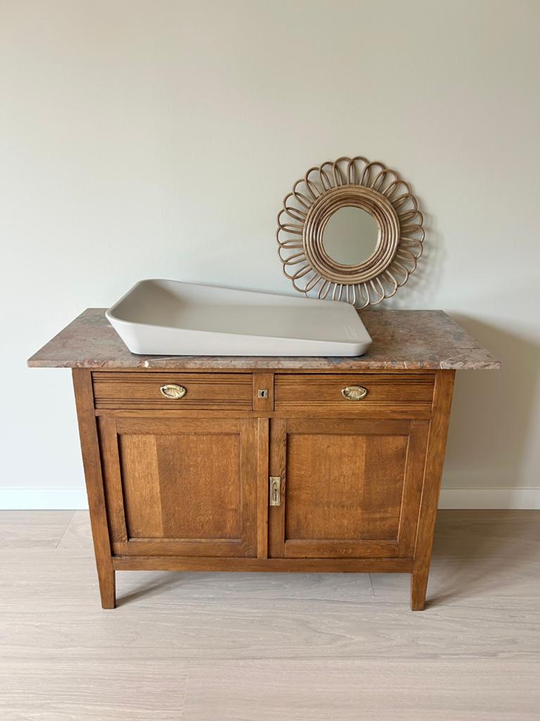 Commode met marmeren blad vintage dressoir kast, 50 tot 70 cm, Commode, Ophalen, Minder dan 90 cm