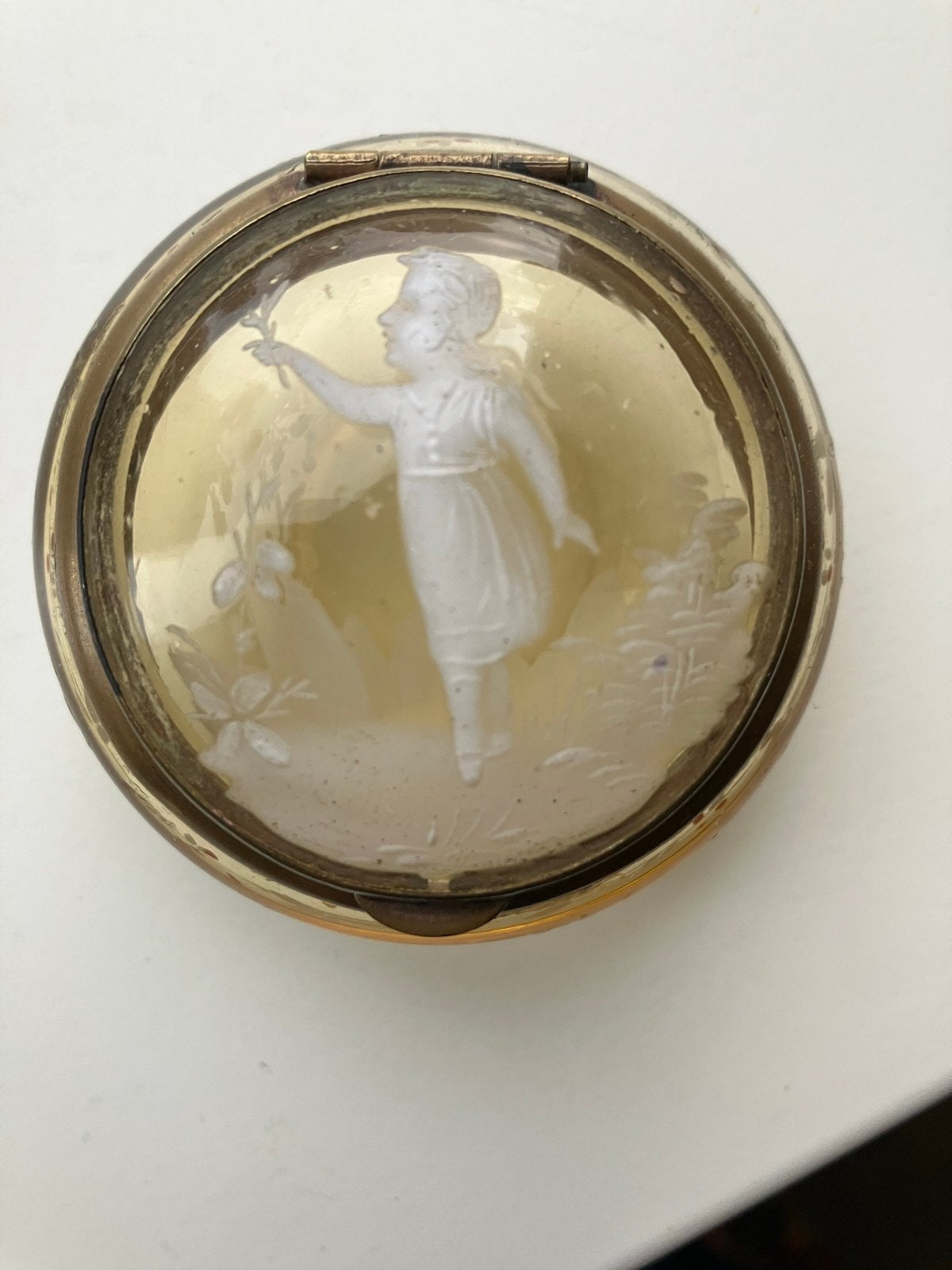Antieke Pillendoos Mary Gregory, Ophalen of Verzenden