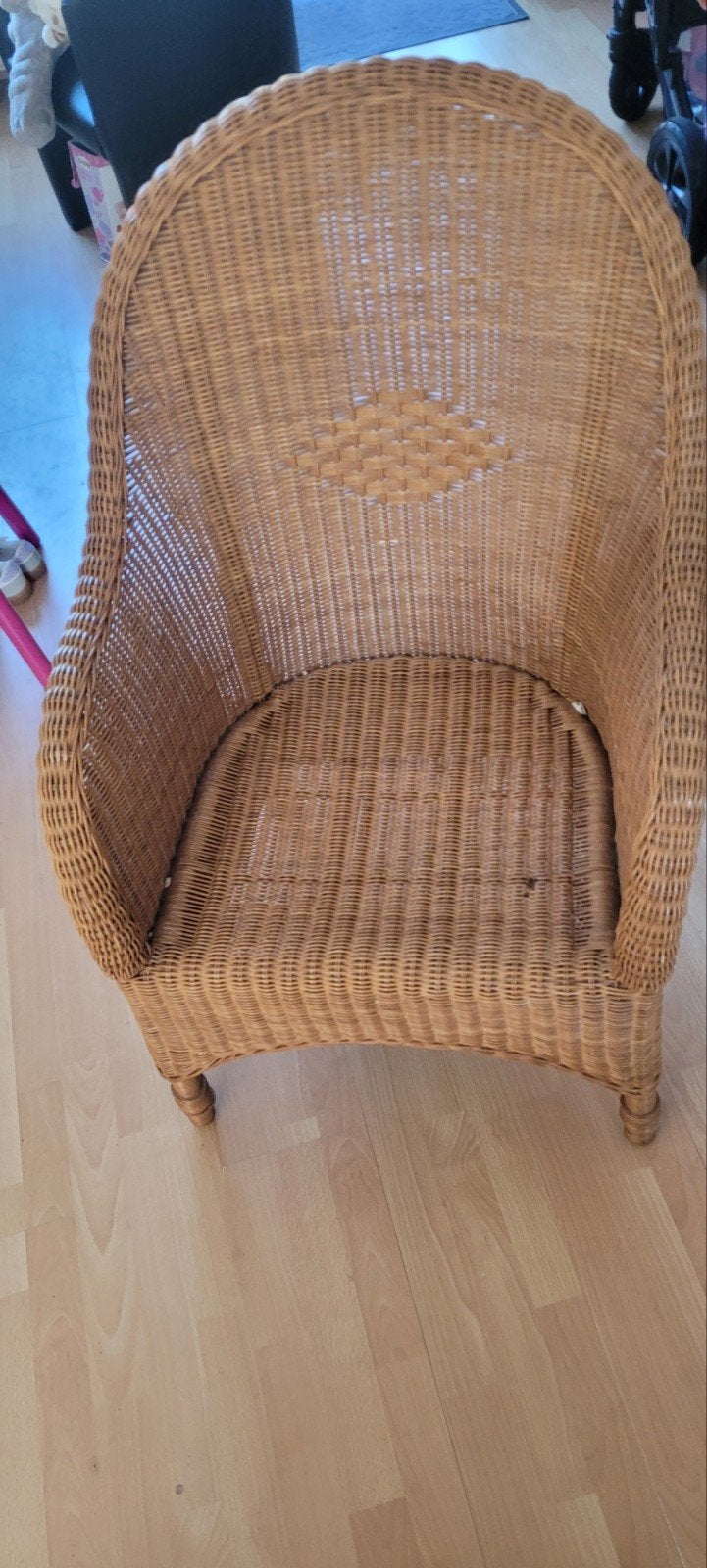 Vintage oude rieten stoel t.e.a.b, Ophalen, Gebruikt, Parket