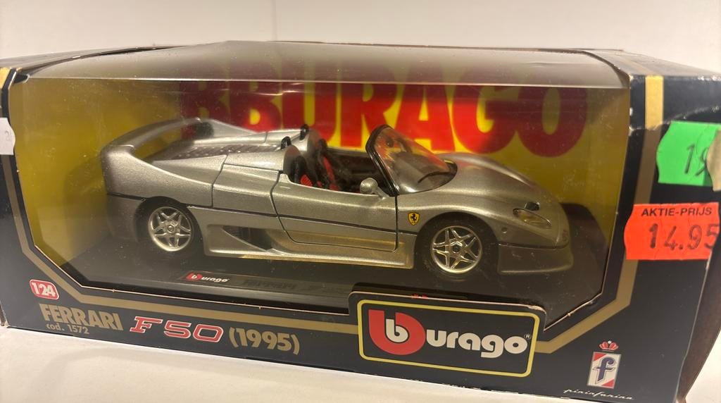 Ferrari f50 grey spyder bburago 1.24, Ophalen of Verzenden, Bburago, A, A