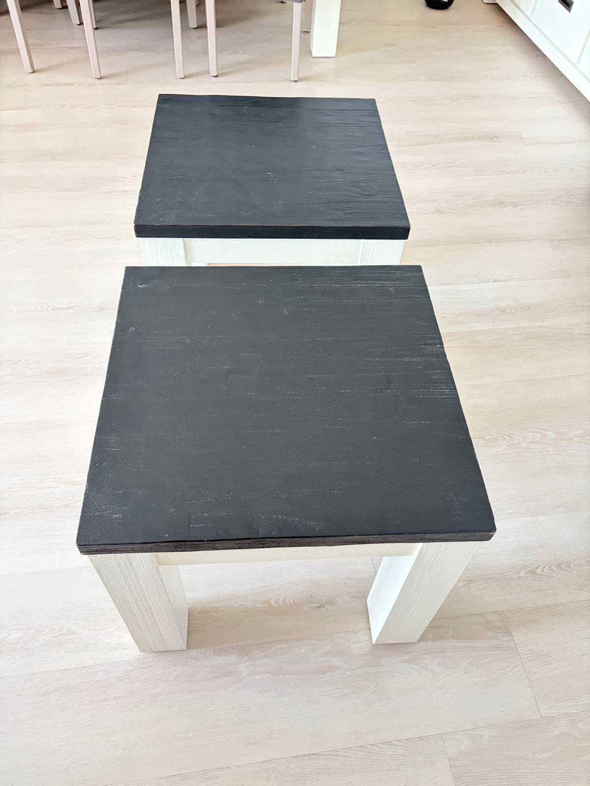 Set van 2 vierkante bijzettafels - Zwart en wit, Ophalen, Minder dan 45 cm, Minder dan 55 cm, Gebruikt