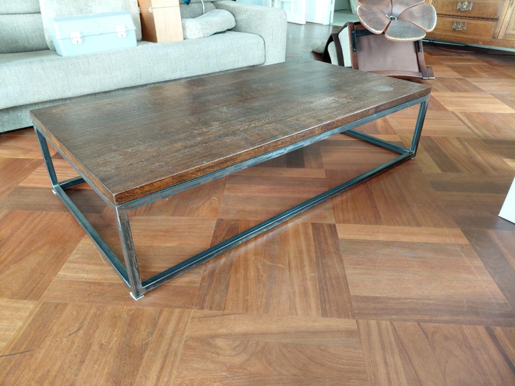Industrial look salontafel 70x130 cm, Huis en Inrichting, Tafels | Salontafels, Gebruikt, 100 tot 150 cm, Eikenhout, Industrial