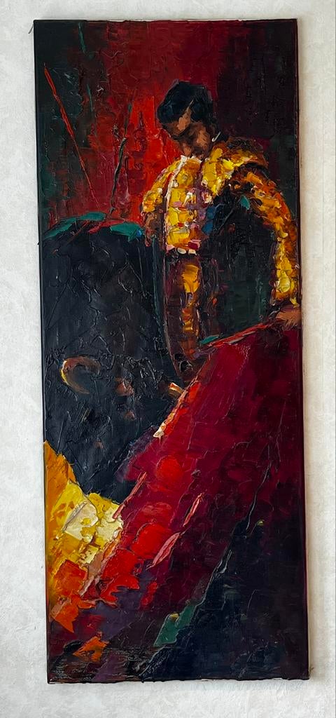 Groot impasto olieverfschilderij matador, met Peter Brouwer, Antiek en Kunst, Ophalen of Verzenden