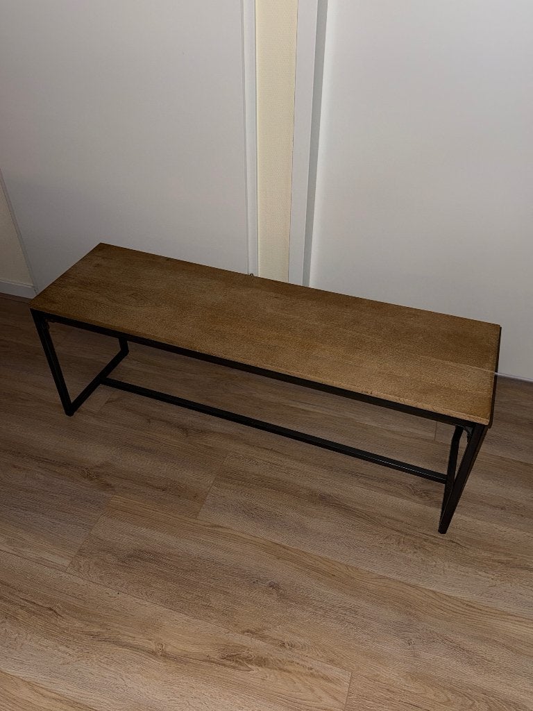 Bankje van metaal en hout - Zo goed als nieuw, Ophalen, Minder dan 75 cm, Driepersoons, Modern, metaal, hout