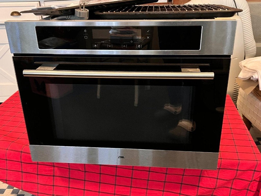 Inbouw RVS combi-magnetron oven (2019), Ophalen, 45 tot 50 cm, Gebruikt, Combi-oven