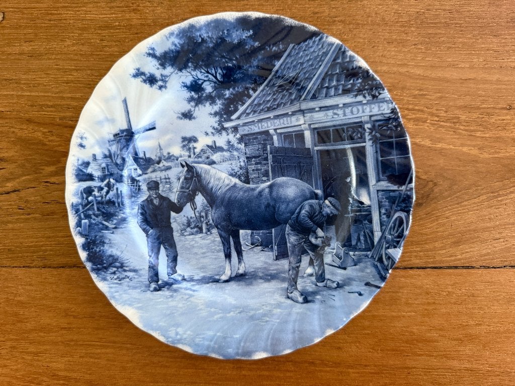 Delfts blauw wandbord - Paard, Ophalen