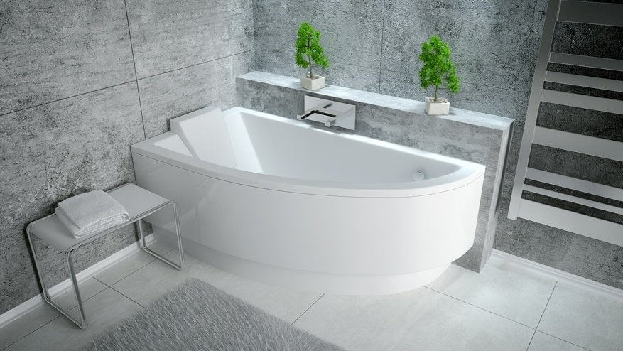 HOEKBAD 140x70 cm asymmetrisch incl poten, Ophalen, Nieuw, Wit