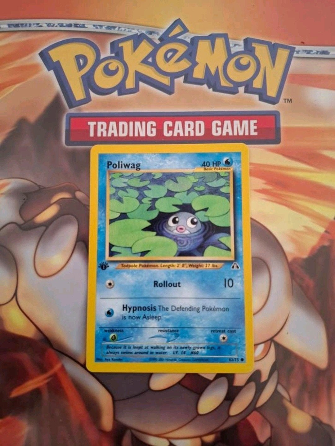 Poliwag 52/75 first edition Neo Discovery pokemon kaart, Ophalen of Verzenden, Gebruikt, Losse kaart