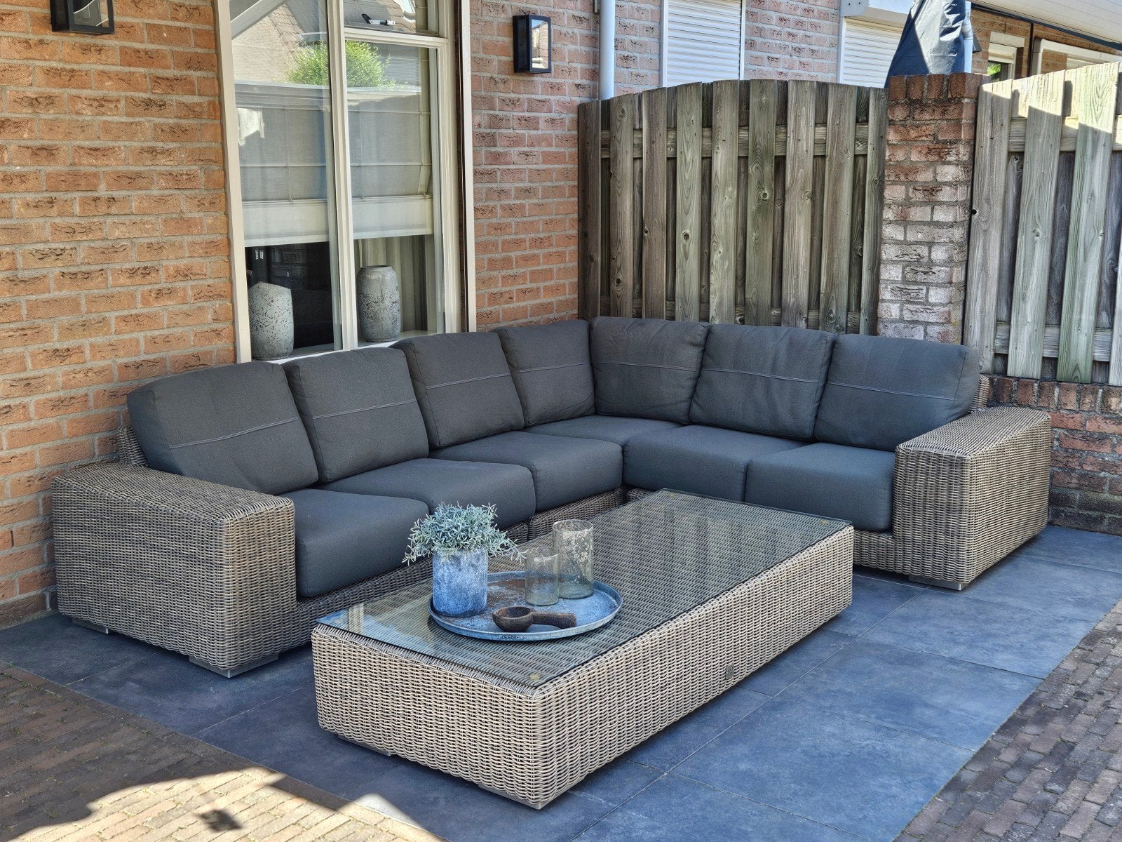 Super mooi wicker hularo loungeset van het merk 4SO, Ophalen, Zo goed als nieuw, Wicker, 6 zitplaatsen