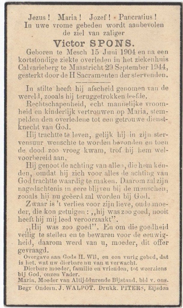 Victor Spons 1904 Mesch + 1944 Maastricht, 40 jaar oud, Verzamelen, Verzenden