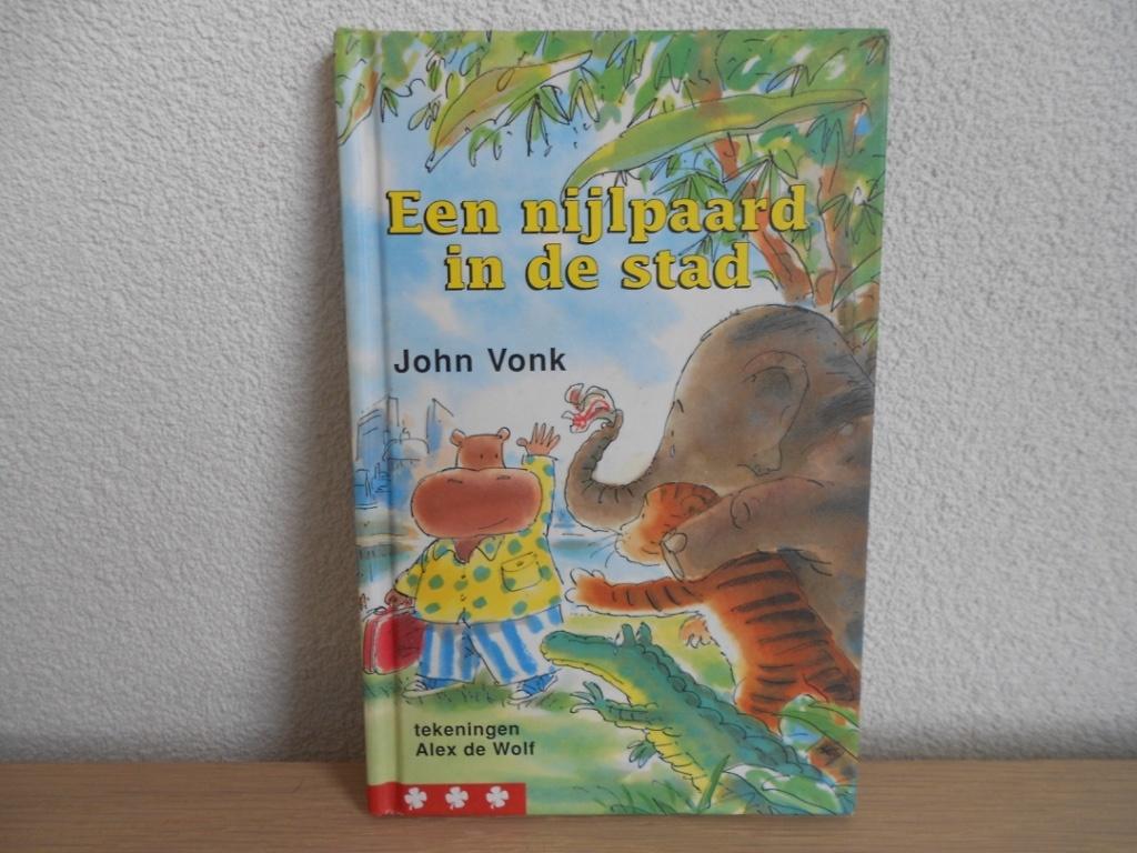 Een Nijlpaard in de stad - John Vonk = AVI-6 / 6+, Boeken, Kinderboeken | Jeugd | onder 10 jaar, Ophalen, Zo goed als nieuw, Fictie algemeen