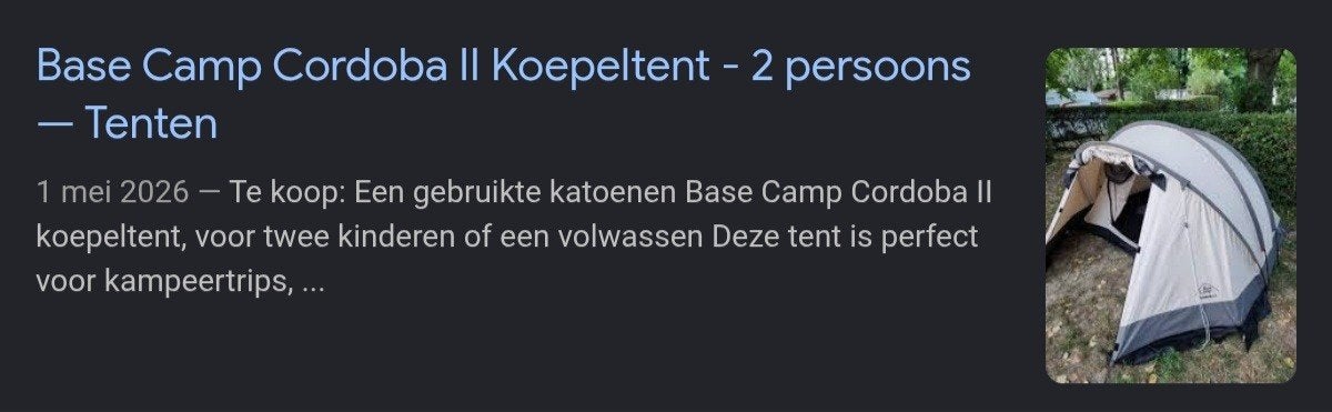 Base Camp 2 persoonstent, Ophalen of Verzenden