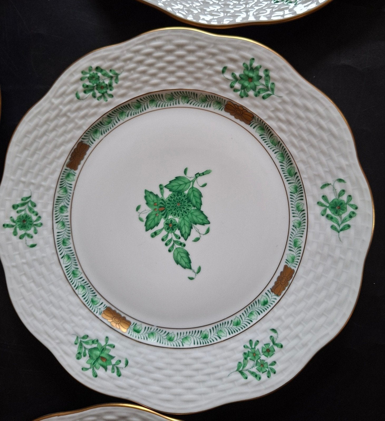 6x Herend Hungary apponyi groen borden, Ophalen of Verzenden