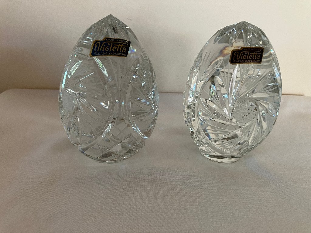 2 Vintage "Violetta Handcut Crista"l kristallen eieren., Ophalen of Verzenden