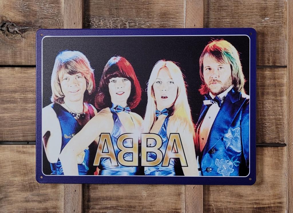 ABBA blauwe kleding band reclamebord van metaal wandbord, Info@deconoord.nl, Deco Noord, Nieuw, Ophalen of Verzenden