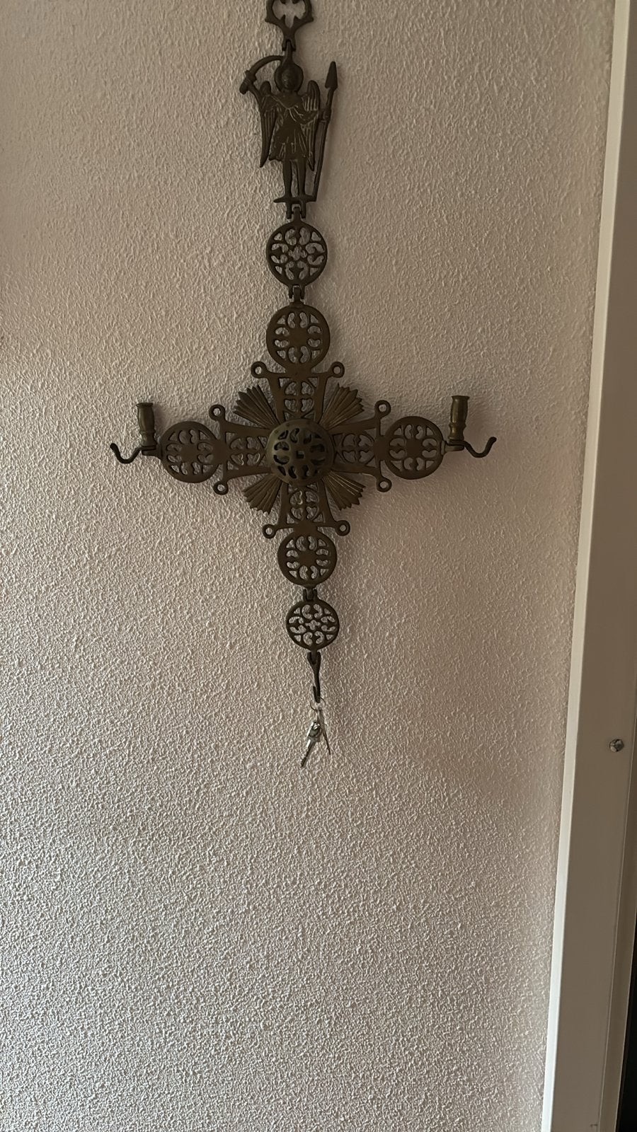 Decoratief Byzantijns kruis met engel en kandelaars, Ophalen of Verzenden