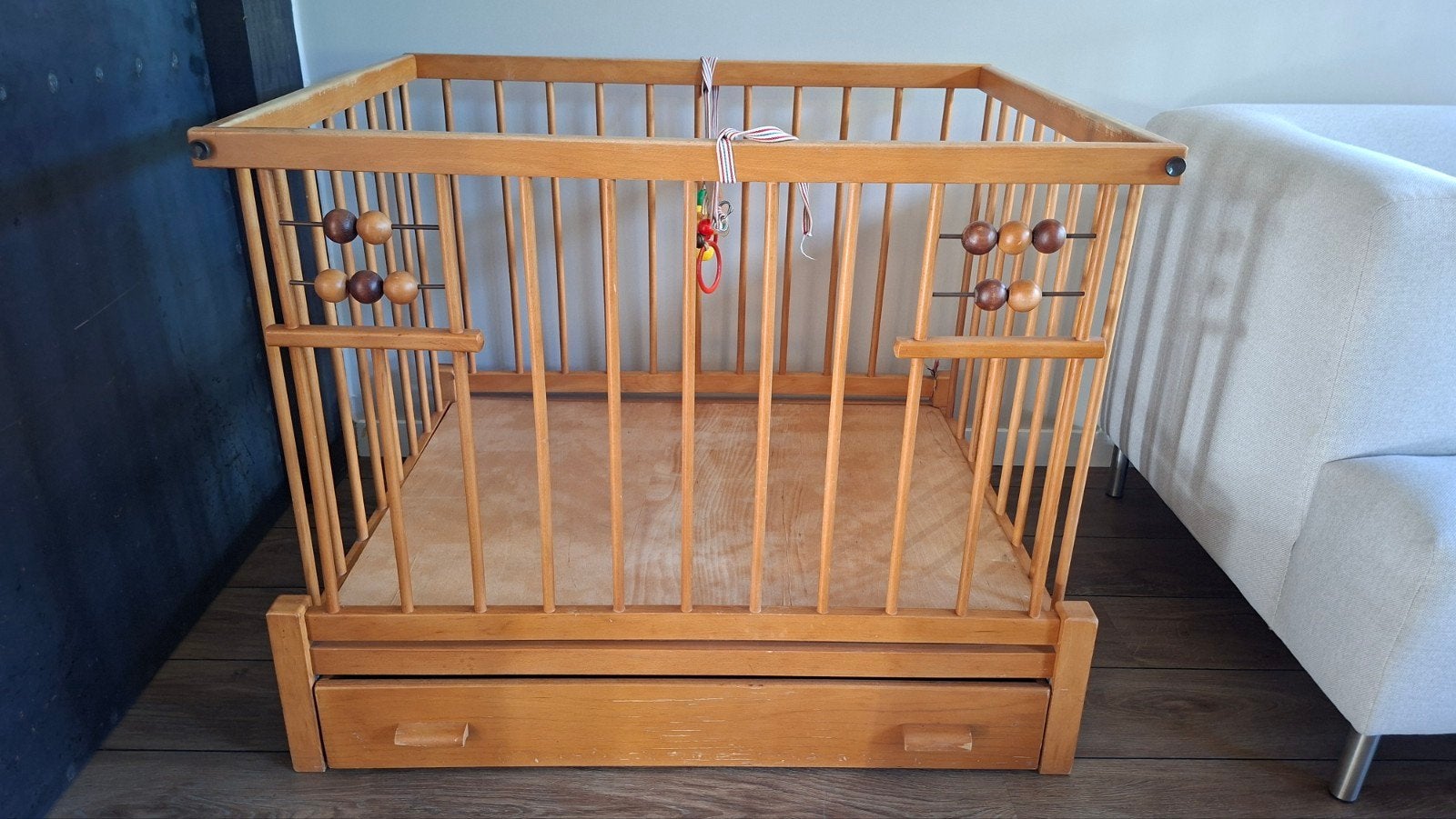 Houten box met lade. Inklapbaar., Ophalen, Gebruikt, Rechthoekig, Lade
