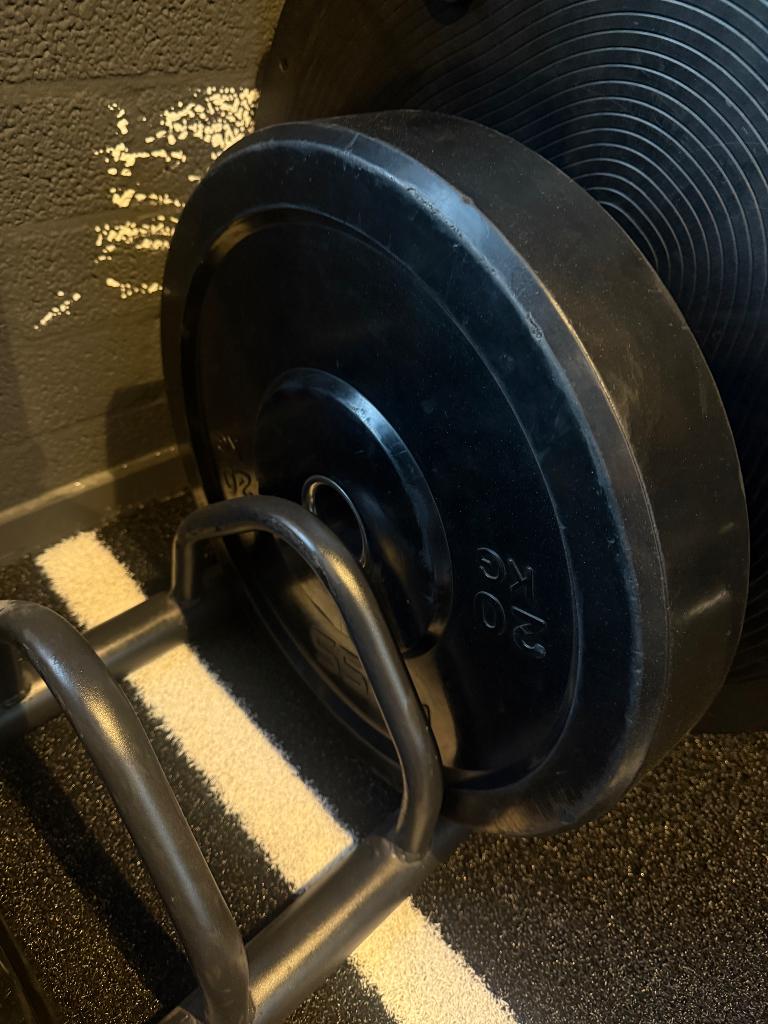 Bumperplates 4x20 kg, Sport en Fitness, Fitnessmaterialen, Ophalen of Verzenden, Zo goed als nieuw, Benen, Kettlebell