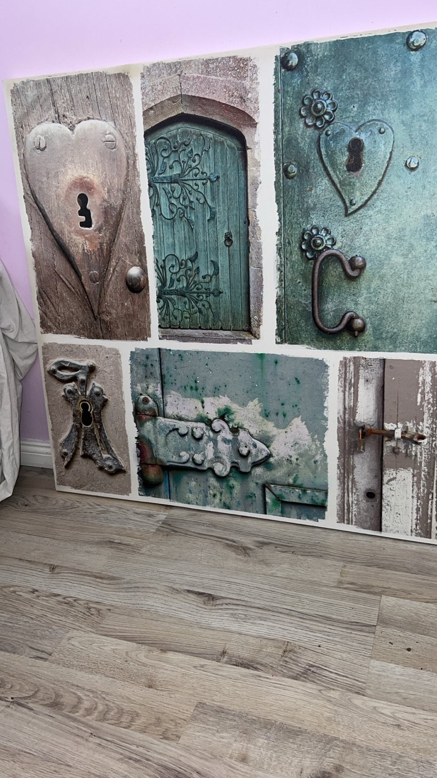 Groot canvas doek met deuren en sloten, Ophalen, Gebruikt, Print, 100 tot 125 cm