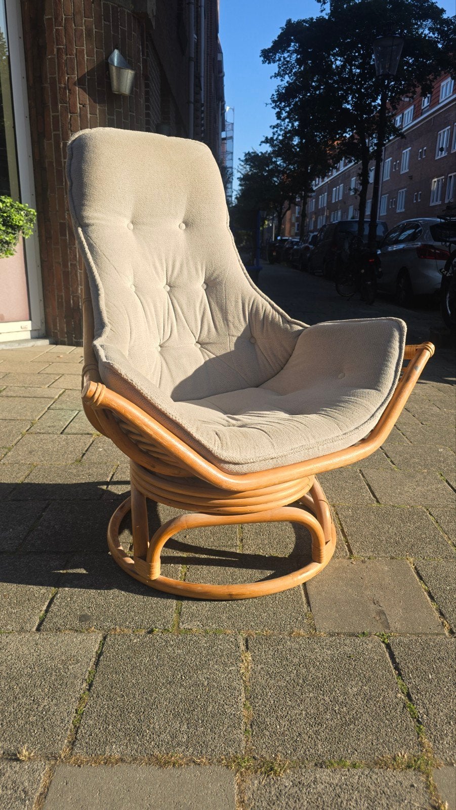 Vintage Bamboe manta ray stoel retro design rotan rohe, Huis en Inrichting, Ophalen of Verzenden, Gebruikt, 50 tot 75 cm