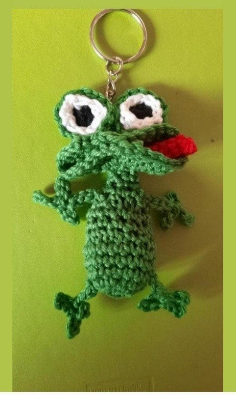 nieuw gehaake  Kikker sleutelhanger, Ophalen of Verzenden, Nieuw, Knuffel of Figuurtje
