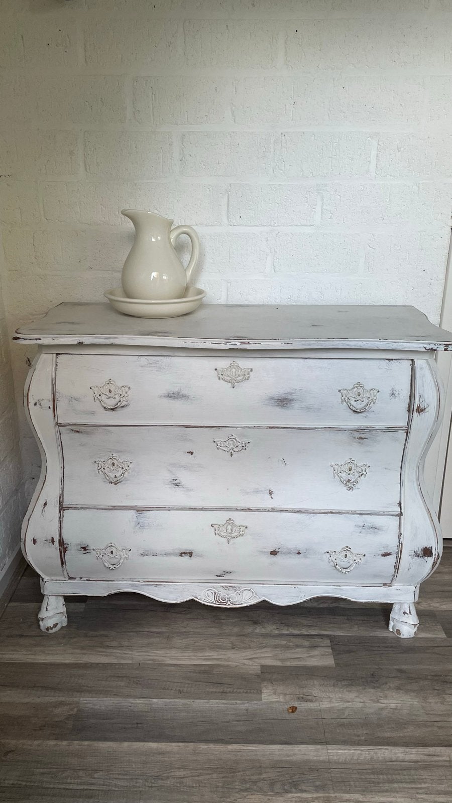 Antiek buikkastje met 3 lades - Brocante stijl, Antiek en Kunst, Ophalen