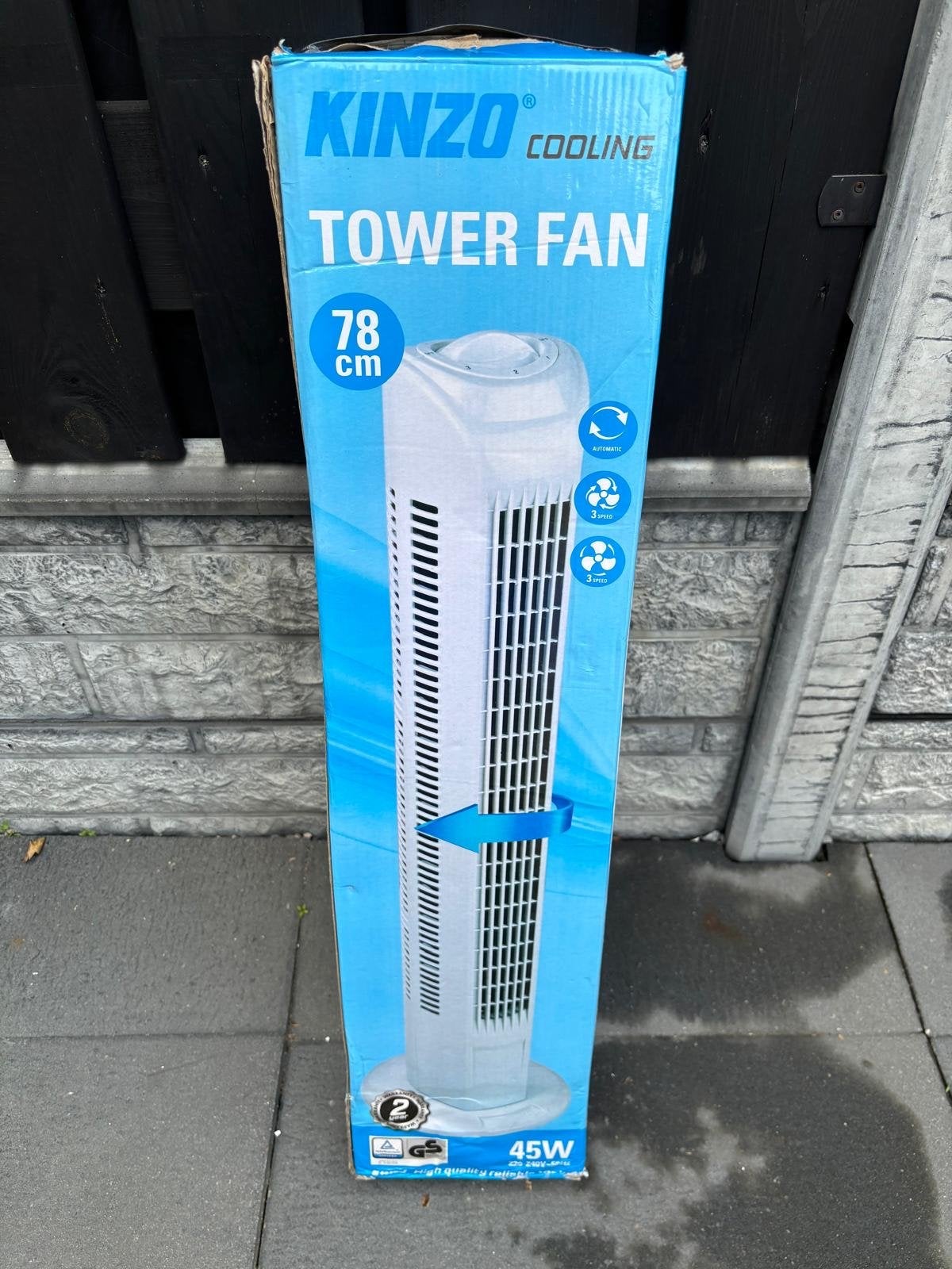 Kinzo Cooling Torenventilator 78 cm - 45W, Witgoed en Apparatuur, Ventilatoren, Ophalen, Zo goed als nieuw, Torenventilator