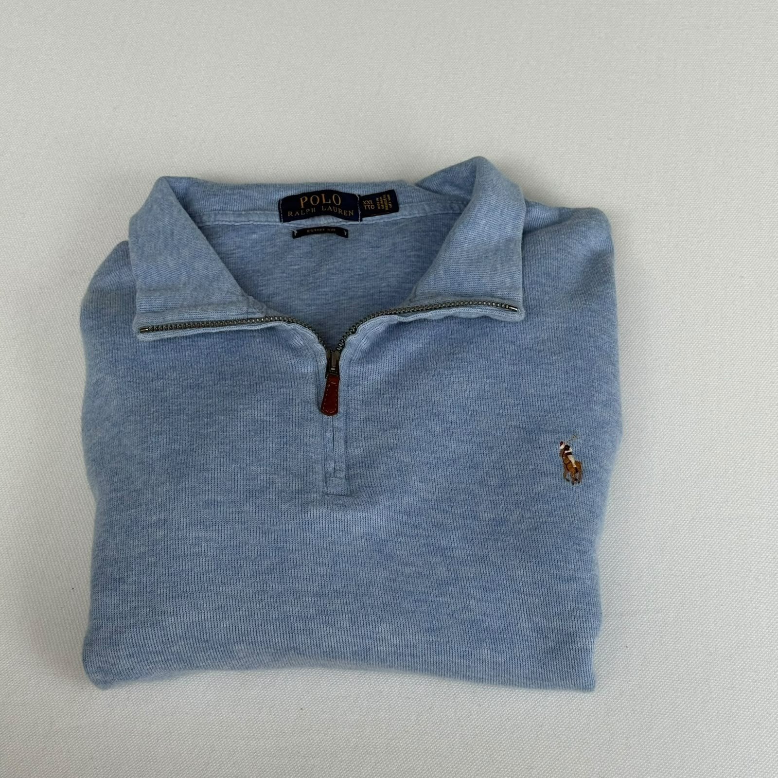 Polo Ralph Lauren Estate Rib Quarter-Zip Sweater XXL, Blauw, Overige maten, Ophalen of Verzenden, Polo Ralph Lauren