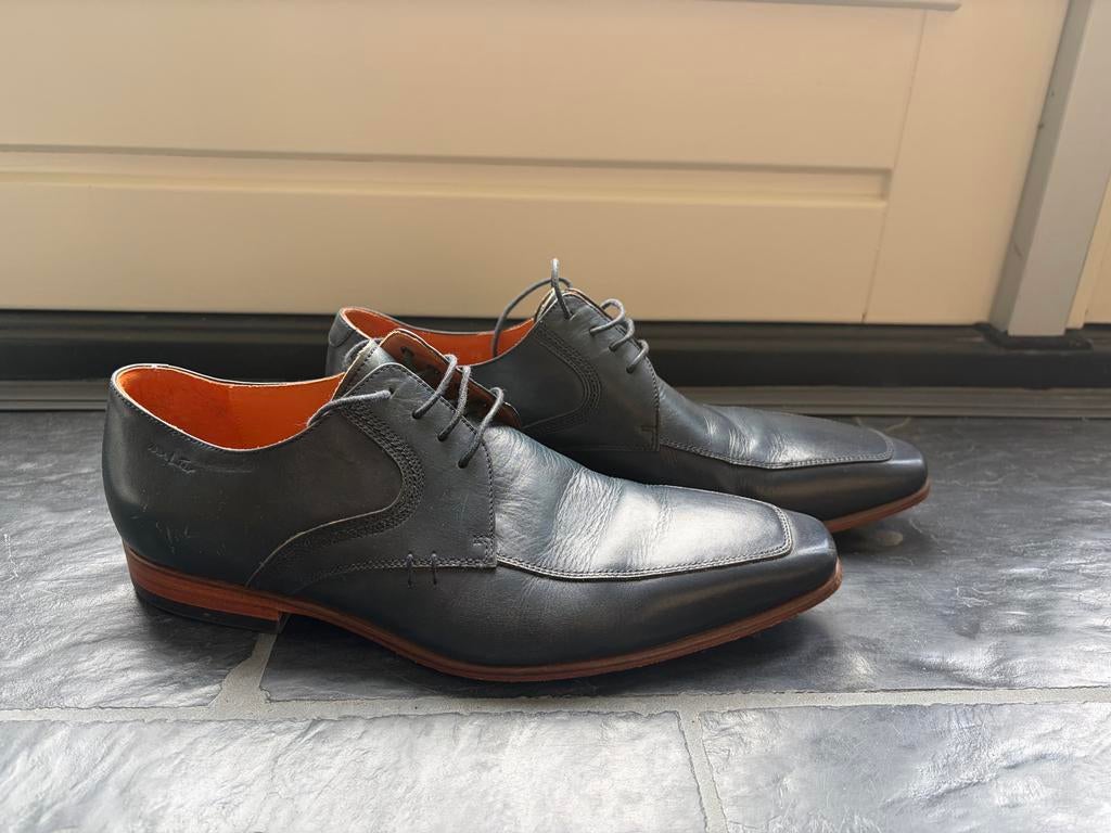 Van Lier heren schoenen, donkerblauw, maat 9, Blauw, Ophalen of Verzenden, Zo goed als nieuw, Veterschoenen