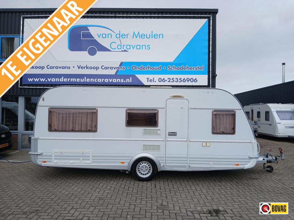 Tabbert Vivaldi 495 HE met 2 enkele bedden., Caravans en Kamperen, Caravans, Dwarsbed, Rondzit, Tabbert, Schokbreker