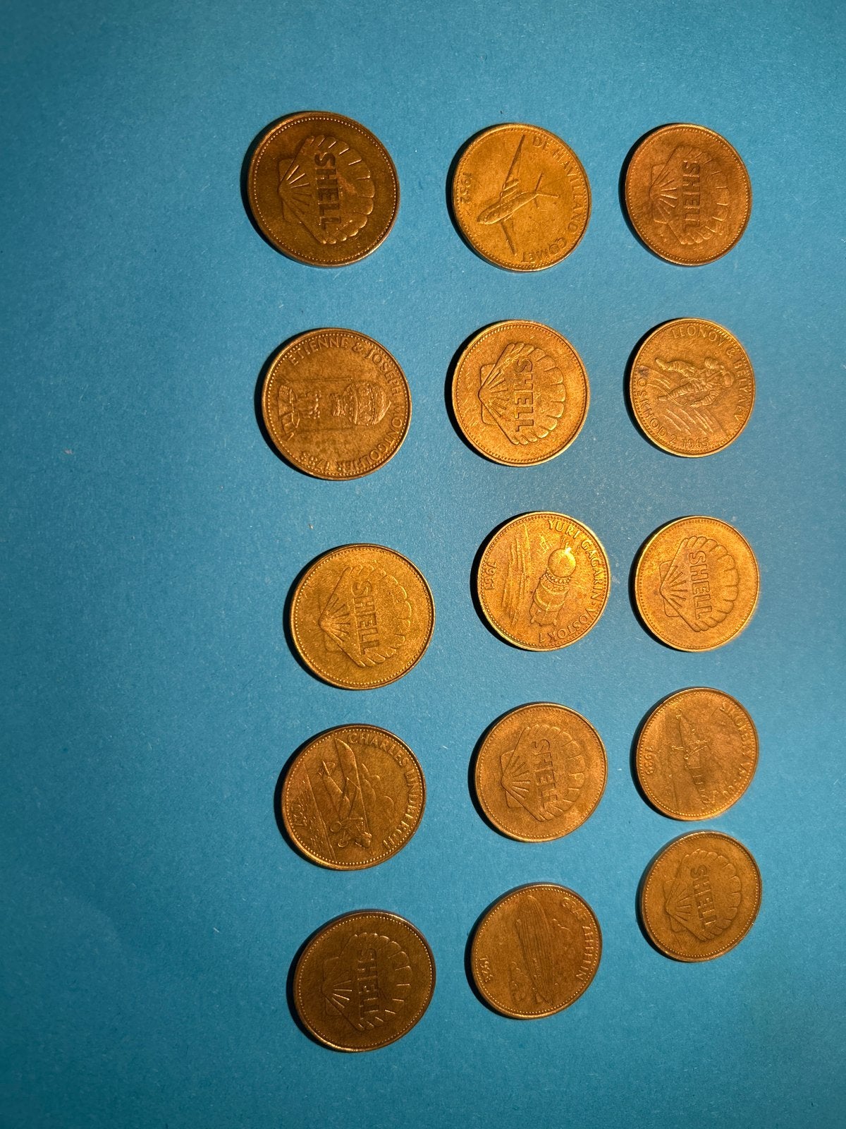 Set van 15 Shell munten - Geschiedenis van de Luchtvaart, Ophalen of Verzenden, Overige typen