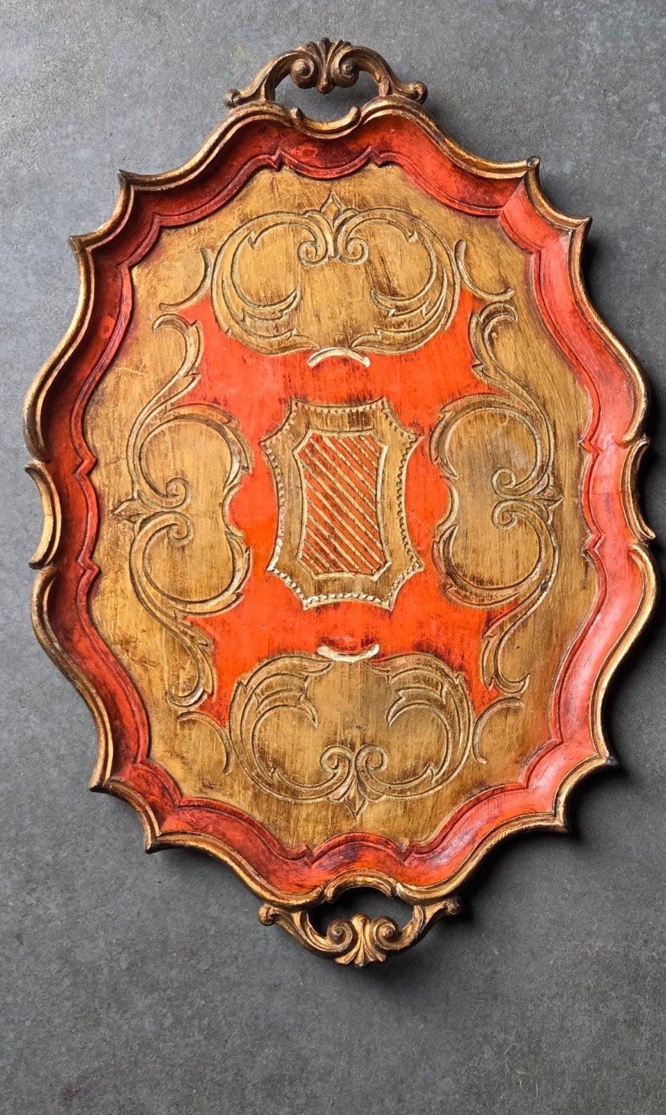 groot florentijns venetiaans dienblad italie 50 cm !, Ophalen of Verzenden, Rechthoekig, Hout