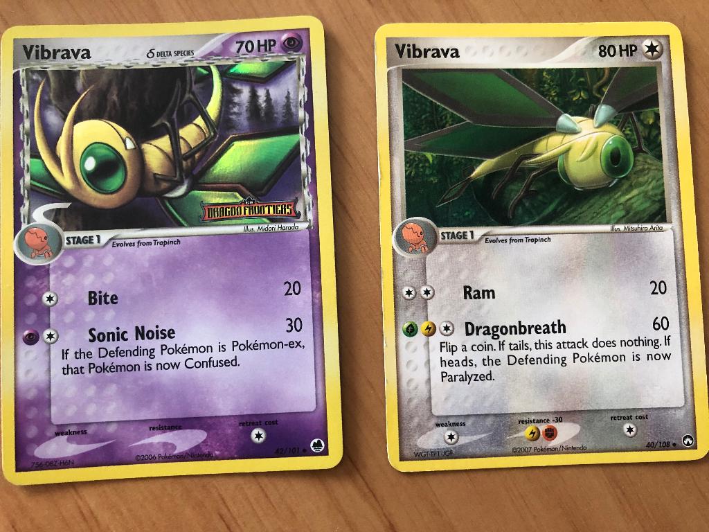 2x Pokémonkaart Vibrava, Ophalen of Verzenden, Zo goed als nieuw, Losse kaart